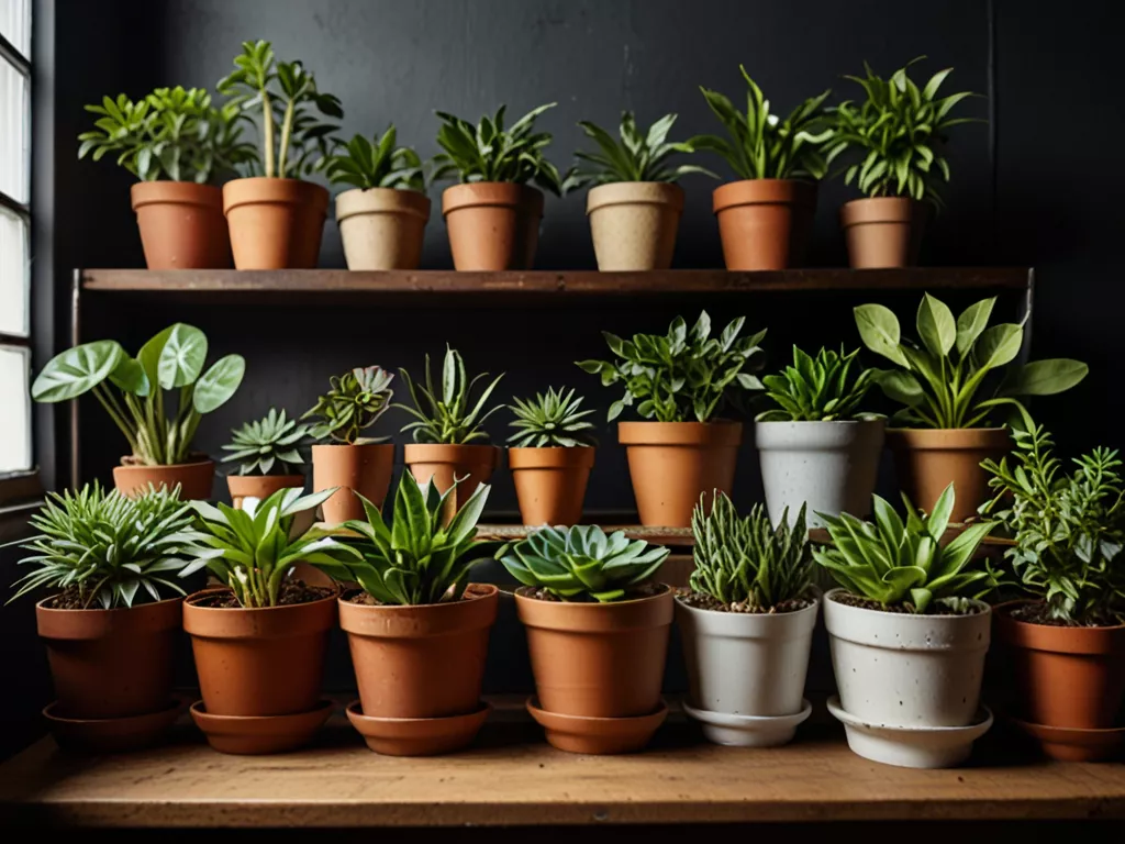 Diverse collection of house plants in different sizes and varieties